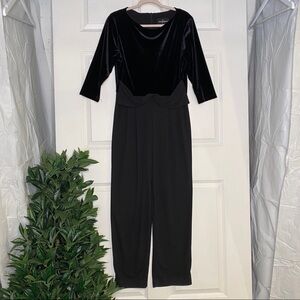 Vintage John Roberts Velvet Formal One Piece Jumpsuit Size 14 Petite Black